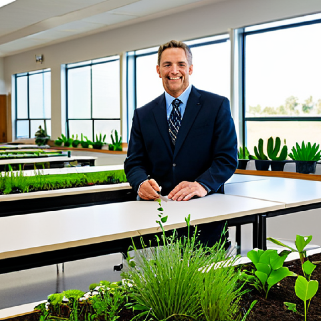 Landscape Architect Continuing Education**
"A landscape architect in a bright, modern classroom, fully clothed in professional attire, attending a workshop on sustainable gardening practices. The focus is on native plant selection and efficient irrigation techniques. Safe for work, appropriate content, perfect anatomy, natural proportions, professional, educational setting, well-lit."
**