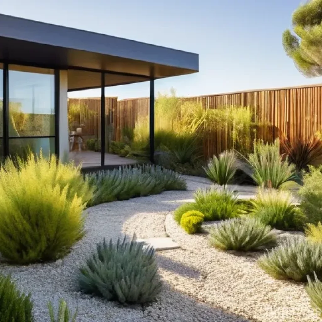 조경 관련 기업에서 인턴십 경험 나누기 - **Prompt:** A vibrant, sustainable Mediterranean garden design, showcasing a harmonious blend of art...